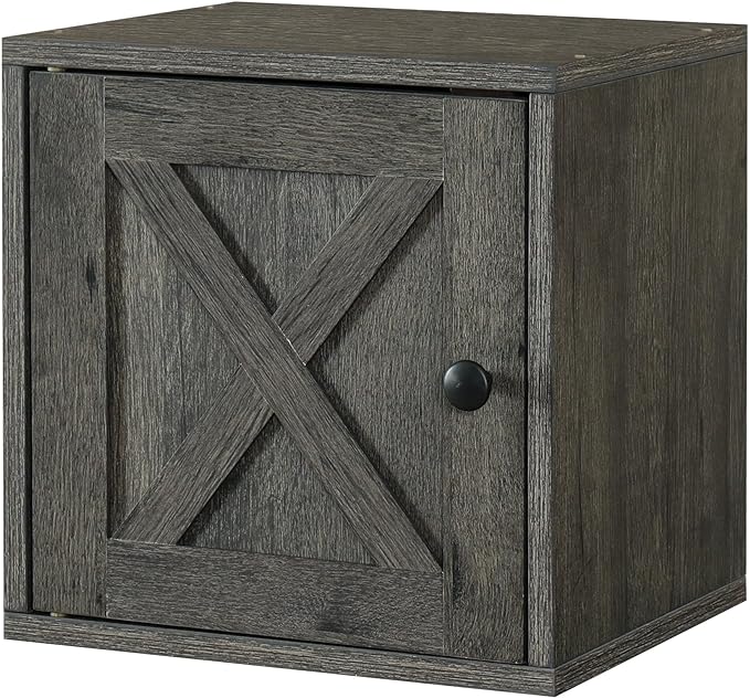 Magic DIY Cube Storage Organizer Stackable Cubes for Home Books Clothes Toy -Modular Cubby Storage System -Office Cubical -Bookcase Closet (French Oak,Door Cube) - LeafyLoom