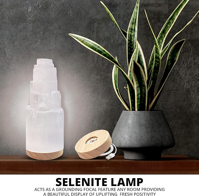 Himalayan Glow WBM Selenite Crystal Lamp, Morrocan Lamp Decorative Night Light | 7 Inch Tall - LeafyLoom