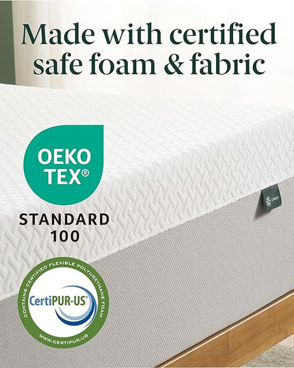 ZINUS 12 Inch Green Tea Essential Memory Foam Mattress [New Version], Twin, Fiberglass Free, Medium Feel, Breathable Airflow Memory Foam, Certified Safe Foams & Fabric, Mattress in A Box - LeafyLoom