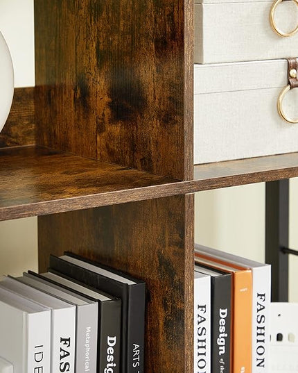 VASAGLE Industrial 8-Compartment Bookshelf, 4-Tier Bookcase with 8 Open Slots, Display Storage Rack, for Office, Living Room, Bedroom, 31.5 x 13 x 58.7 Inches, Rustic Brown and Black ULLS105B01 - LeafyLoom