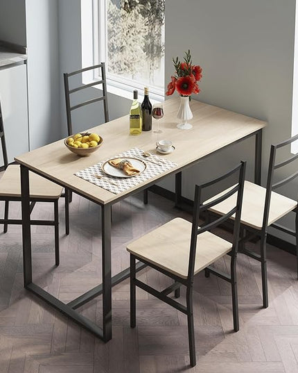 NicBex Dining Table Set for 4 Kitchen Table and Chairs Five-Piece Set Table and Chair with Backrest for Kitchen, Bar, Living Room, Breakfast Nook, Industrial Style, Solid Structure, Beige - LeafyLoom