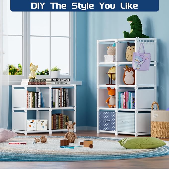 Mavivegue Bookshelf,15 Cube Storage Organizer,Book Shelf Organizer,Tall Bookcase Shelf,Book Cases/Shelves,Cubbies Closet Storage Organizer Shelves for Bedroom,Living Room,Home,Office-White - LeafyLoom