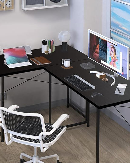 YSSOA Computer Desk Home Office Work Study Writing Modern Simple Table with Headphone Hooks, 40 Inch, Basic Black - LeafyLoom