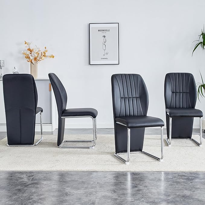 NicBex Haerin-SD-00293-LWJ Dining Chairs, 17.5"x16.6"x37.6", Black - LeafyLoom