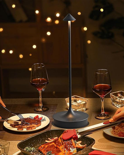 Cordless Table Lamps Rechargeable, LED Desk Lamp 4000mAh Battery Operated Outdoor Waterproof Portable Touch Dimmable Table Light for Patio/Restaurant/Bar/Indoor (Black-2PC) - LeafyLoom