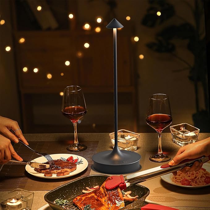 Cordless Table Lamps Rechargeable, LED Desk Lamp 4000mAh Battery Operated Outdoor Waterproof Portable Touch Dimmable Table Light for Patio/Restaurant/Bar/Indoor (Black-2PC) - LeafyLoom