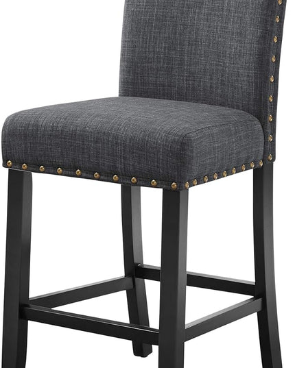 New Classic Furniture Crispin Counter Dining Chair (Set of Six), 100% Polyester Granite Gray Fabric with Espresso Legs - LeafyLoom