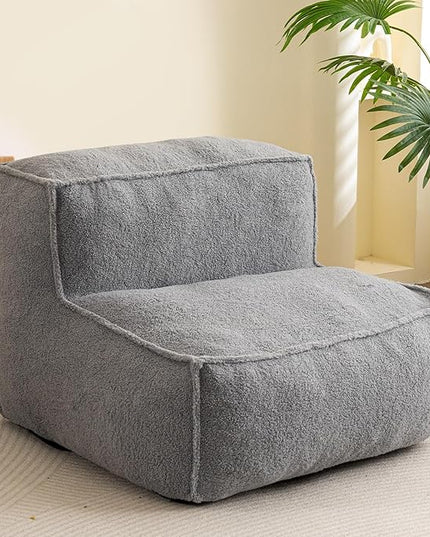 HIGOGOGO Modular Sectional Bean Bag Sofa Chair, Bean Bag Couch with Foam Chunk Filling, Removable & Washable Sherpa Cover, Floor Sofa for Family Living Room Bedroom, Type I - LeafyLoom