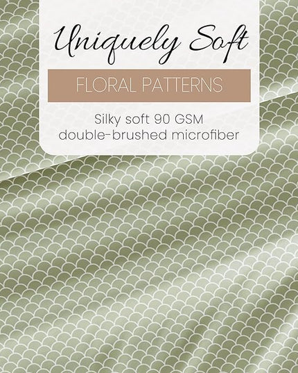 4 Piece California King Bedding Sheet Set (Sage Scallops) - Sleep Better Than Ever with These Ultra-Soft & Cooling Bed Sheets for Your Cal King Size Bed - Deep Pocket Fits 16" Mattress - LeafyLoom