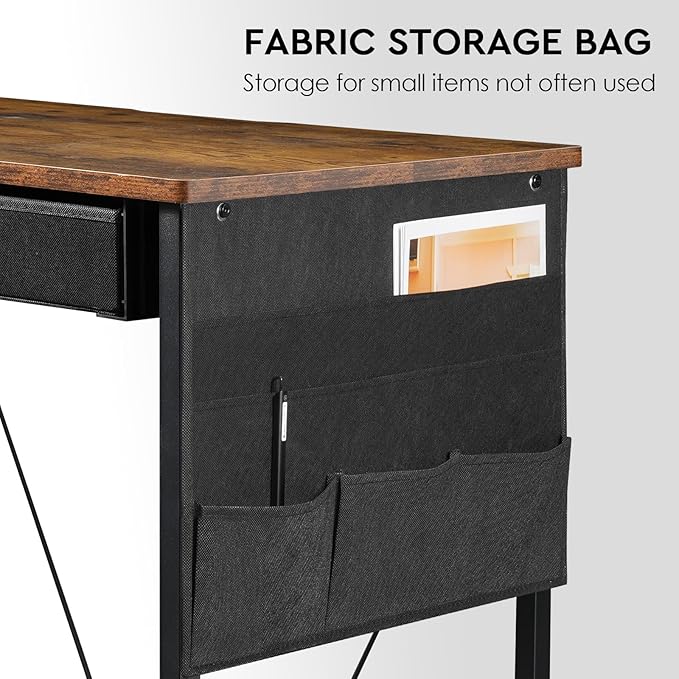 Ｍａｉｈａｉｌ Maihail Home Office Desk with Drawers Shelves, 39” Computer Corner Desk, Small Space, Small L Shaped Desk with Side Storage for Bedroom, Rustic Brown - LeafyLoom