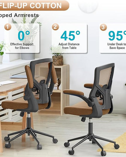 Office Chair, High Back Desk Chair Adjustable Height and Ergonomic Design Home Office Computer Chair Executive Lumbar Support Padded Flip-up Armrest - LeafyLoom
