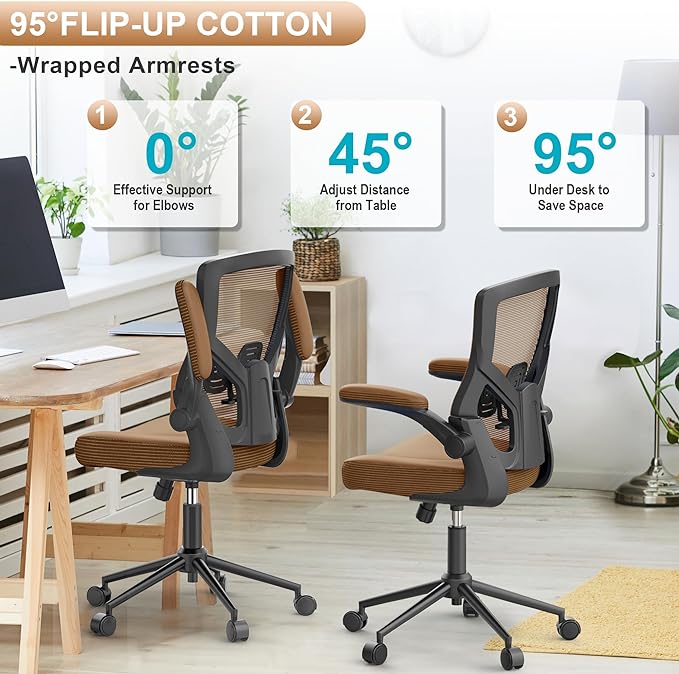 Office Chair, High Back Desk Chair Adjustable Height and Ergonomic Design Home Office Computer Chair Executive Lumbar Support Padded Flip-up Armrest - LeafyLoom