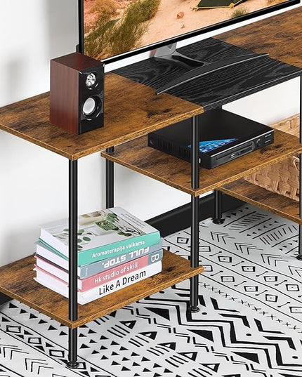 50 inch TV Stand for Bedroom Rustic Brown TV Entertainment Center with Storage 3 Tier TV Table Stand for Living Room TV Console Table for 50 43 40 32 inch TV - LeafyLoom