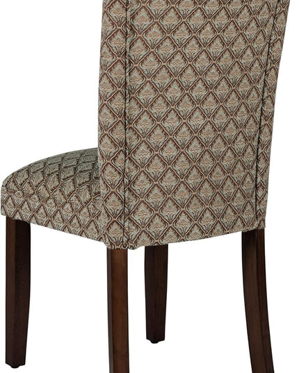 Homepop Home Decor |K1136-F662 | Classic Upholstered Parsons Dining Chair | Single Accent Dining Chair, Blue & Brown Damask - LeafyLoom