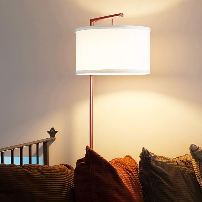 Brightech Montage Modern Floor lamp, LED Floor Lamp for Living Rooms & Offices - Tall Standing Lamp for Bedroom Reading - Corner Pole Lamp for Contemporary Home Decor - Rose Gold - LeafyLoom