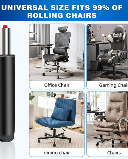 Premium Office Chair Cylinder Replacement - Universal Heavy-Duty Class 3 Hydraulic Piston with 1000lbs Load Capacity - Designed to Elevate Your Office Experience (Blcak, Gas Lift) - LeafyLoom