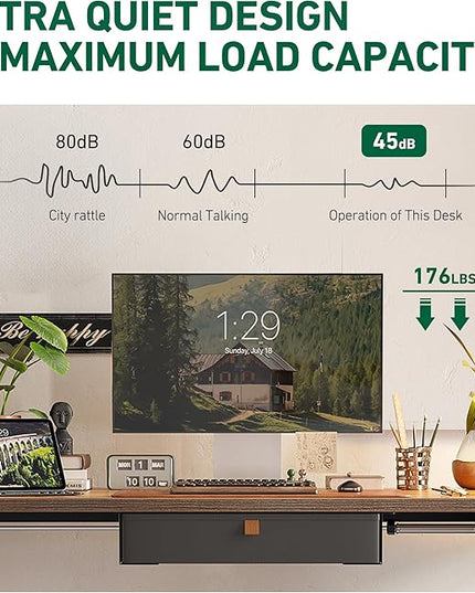 FEZIBO Standing Desk with Drawer, 48 x 24 Inches Adjustable Height Electric Stand up Desk with Storage, Sit Stand Home Office Desk, Black Walnut - LeafyLoom