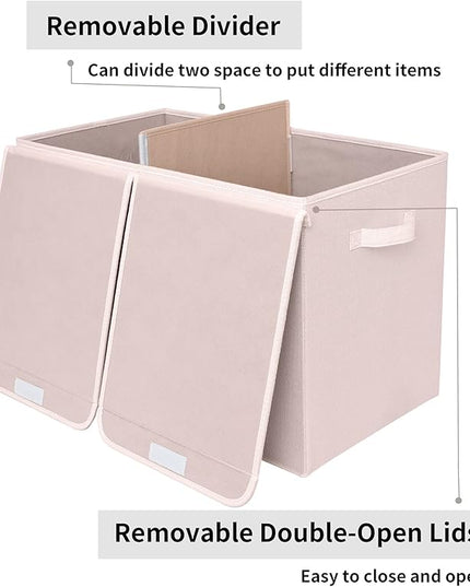 GRANNY SAYS Toy Chest with Lids, Foldable Toy Storage Organizer with Handles, Stuffed Animal Storage for Nursery Room Playroom, Girl's Room, Living Room, Large Toy Box for Girls, Pink - LeafyLoom