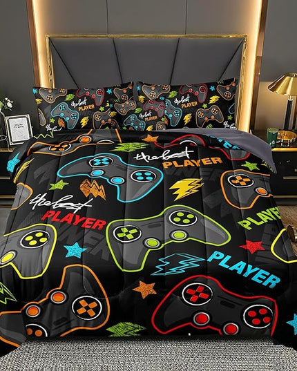 5 pieces Gamer Comforter Set for Boys Gaming bedding set Twin Size,Video Game Controller Comforter for Boys Kids Adult 3D Gamepad Microfiber Bed in A Bag Sets3011,Twin - LeafyLoom