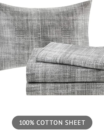 Madison Park Essentials Twin Comforter Set, Bed in a Bag Twin, Watercolor Print Coastal Comforter & Chambray Cotton Sheet Set, All Season Bedding Set, Saben, Aqua Twin (68 in x 86 in) 7 Piece - LeafyLoom