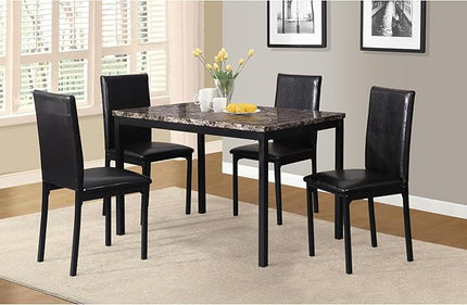 Roundhill Furniture 5 Piece Citico Metal Dinette Set with Laminated Faux Marble Top - Black - LeafyLoom
