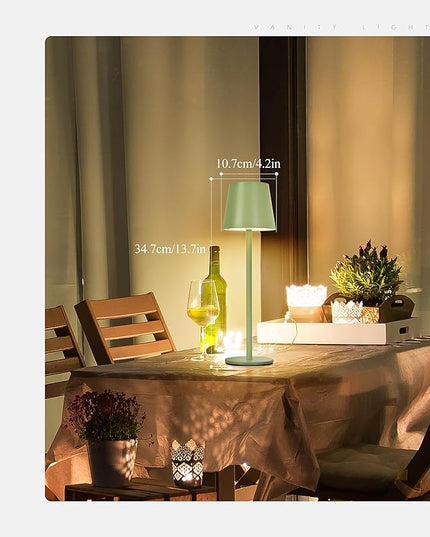 2Pack Cordless Table Lamp, 5200mAh IP54 Waterproof Rechargeable Battery Desk Lamp, 3 Color Stepless Dimming Up，Battery Operated Lamp for Kitchen/Outdoor/Restaurant/Camping (Glass Green) - LeafyLoom