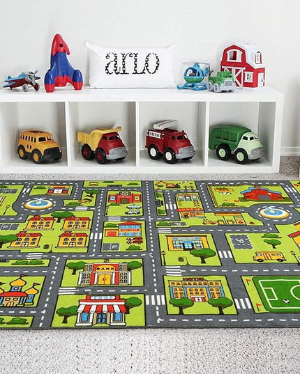Zareas 4x6 FT Kids Area Rug Playmat Car Rug for Playroom, Children's Educational City Traffic Road Map Fun Carpet, Kids Baby Play Room Rug, City Pretend Play for Ages 3-12 Years Old, 48''x72'' - LeafyLoom