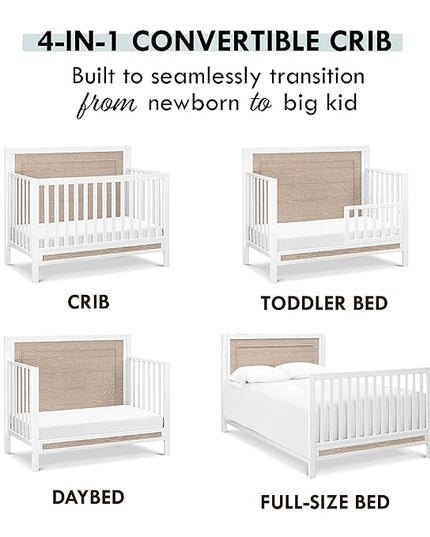 Carter's by DaVinci Radley 4-in-1 Convertible Crib in White & Coastwood, Greenguard Gold Certified - LeafyLoom