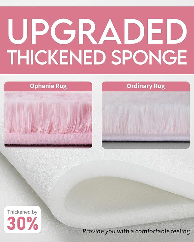 Ophanie Machine Washable 5x8 Rugs for Living Room,Pink Fluffy Carpet Large Fuzzy Plush Shag Comfy Soft, Non-Slip Indoor Floor Carpet,for Kids Boys Girls, Room,Bedroom,Playroom, Home Decor Aesthetic - LeafyLoom
