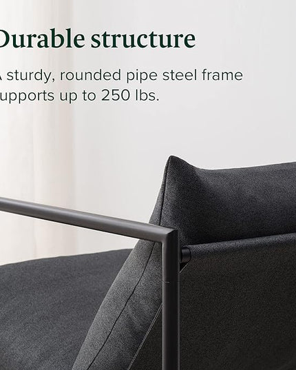 ZINUS Aidan Sling Accent Chair / Metal Framed Armchair with Shredded Foam Cushioning, Dark Grey - LeafyLoom