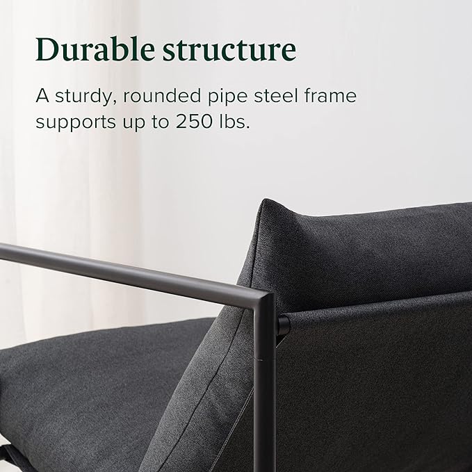 ZINUS Aidan Sling Accent Chair / Metal Framed Armchair with Shredded Foam Cushioning, Dark Grey - LeafyLoom