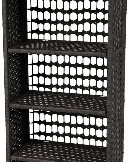 Oriental Furniture 53" Natural Fiber Shelving Unit - Black - LeafyLoom