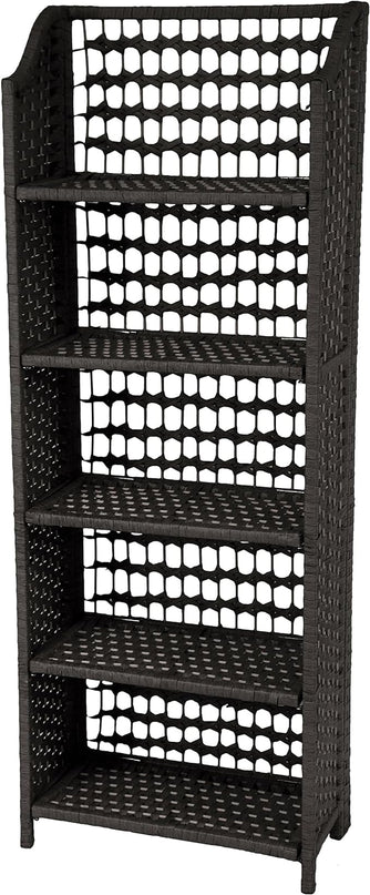 Oriental Furniture 53" Natural Fiber Shelving Unit - Black - LeafyLoom