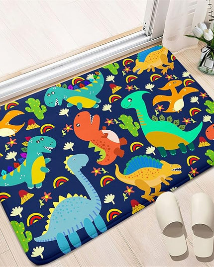 Dinosaur Carpet for Boys Room Dinosaurs Area Rugs Cute Dinosaur Cartoon Carpet Kids Rug Boys Room Rug for Kids Playroom Classroom and Livingroom,Blue 2'×3' - LeafyLoom