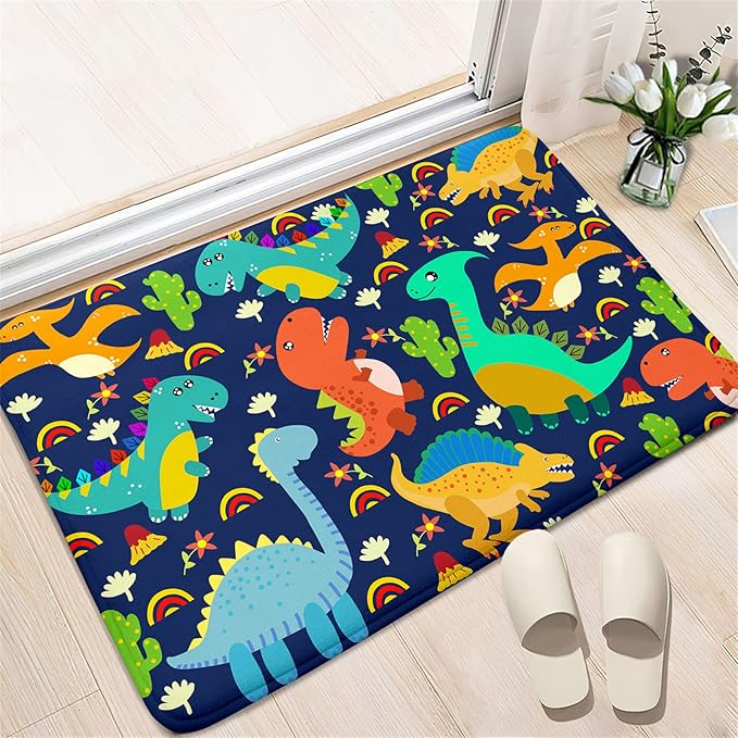 Dinosaur Carpet for Boys Room Dinosaurs Area Rugs Cute Dinosaur Cartoon Carpet Kids Rug Boys Room Rug for Kids Playroom Classroom and Livingroom,Blue 2'×3' - LeafyLoom