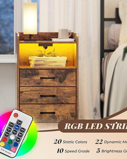 SUPERJARE File Cabinet with Charging Station - LeafyLoom