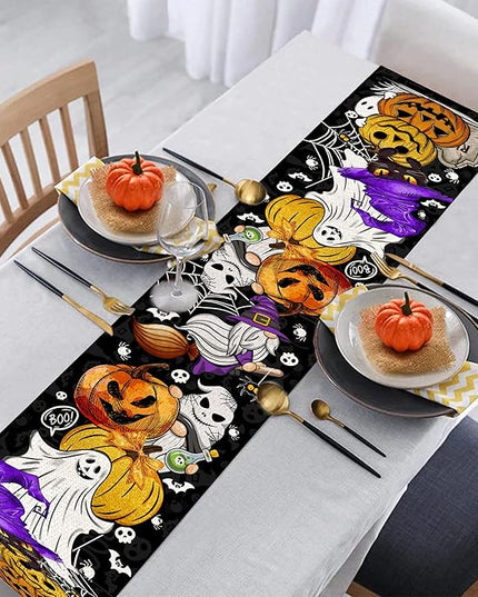 Halloween Table Runner Pumpkin Black Cat Halloween Table Runners 72 Inches Long Happy Halloween Boo Ghost Theme Decor for Kitchen Dining Table Home Party Decorations Unibyby
