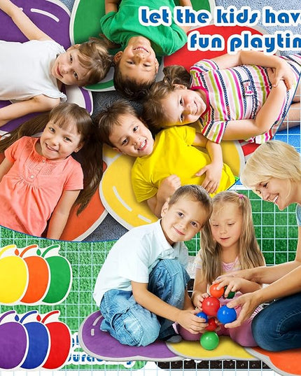 Shellwei 24 Pcs Kids Carpet Circle Seats 18 inch Print Pillow Circle Children's Mats Rug Mats Round Soft Floor Mat for Home School Classroom Story Time Group Activity Play Areas (Apple) - LeafyLoom