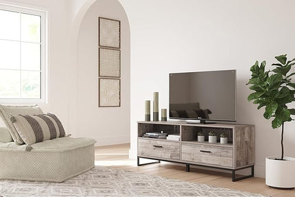 Signature Design by Ashley Neilsville 60" Medium TV Stand, Light Brown - LeafyLoom