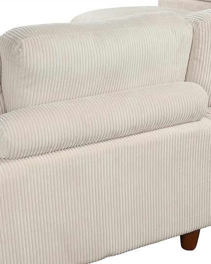 163.8" Large L Shaped Modular Sectional Sofa with Ottoman, 6-Seater Upholstered Combination Corner Couch for Living Room Office Spacious Space Furniture Sets, Beige, 163.8 Inch - LeafyLoom