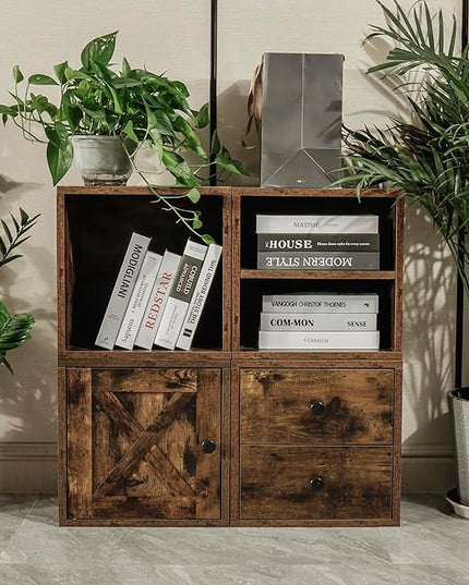 Magic DIY Cube Storage Organizer Stackable Cubes for Home Books Clothes Toy -Modular Cubby Storage System -Closet Organizer -Bookcase Closet (Antique brown, General Cube) - LeafyLoom