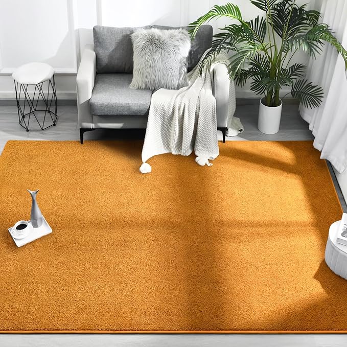 Area Rugs for Bedroom Living Room, 5x8 Orange Super Soft Comfy Thickened Memory-Foam Indoor Carpets, Modern Aesthetic Minimalist Carpet for Boys Girls Adults Apartment Nursery Home Décor - LeafyLoom