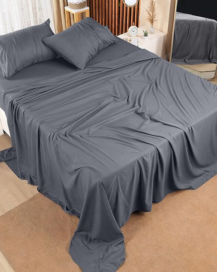 Utopia Bedding Split King Bed Sheets Sets - 5 Piece Bedding - Brushed Microfiber - Shrinkage and Fade Resistant - Easy Care (Split King, Grey) - LeafyLoom
