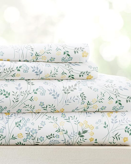 Linen Market 3 Piece Twin Bedding Sheet Set (Light Blue Floral) - Sleep Better Than Ever with These Ultra-Soft & Cooling Bed Sheets for Your Twin Size Bed - Deep Pocket Fits 16" Mattress - LeafyLoom