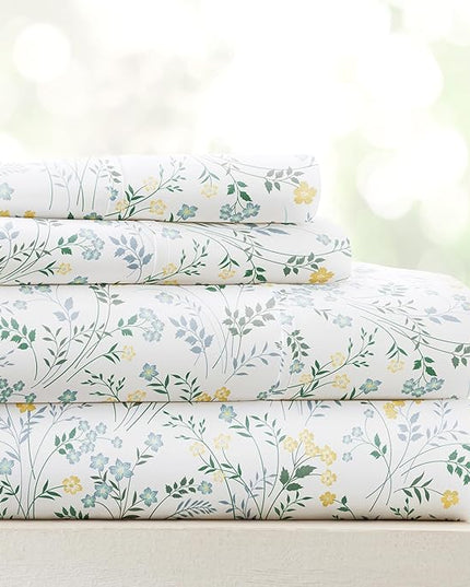 Linen Market 4 Piece King Bedding Sheet Set (Light Blue Floral) - Sleep Better Than Ever with These Ultra-Soft & Cooling Bed Sheets for Your King Size Bed - Deep Pocket Fits 16" Mattress - LeafyLoom