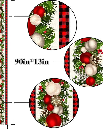 Nepnuser Black and Red Buffalo Check Plaid Christmas Table Runner 90 Inches Long Seasonal Winter Xmas Party Decoration Holiday Home Kitchen Dining Room Decor Nepnuser