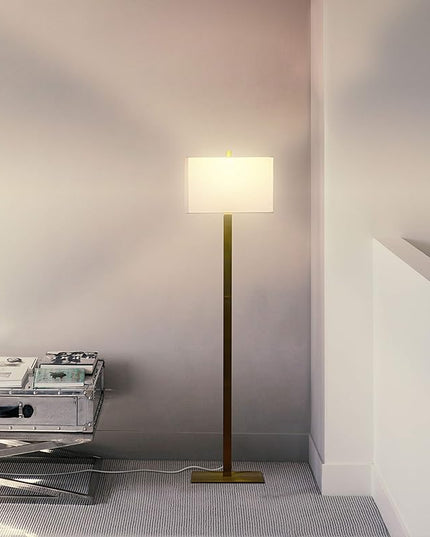Brightech Stella Mid-Century Modern Standing Lamp, Contemporary Lamp for Living Rooms & Offices, LED Floor Lamp for Reading and Work, Excellent Tall Lamp with Heavy Base for Living Room Décor - Brass - LeafyLoom