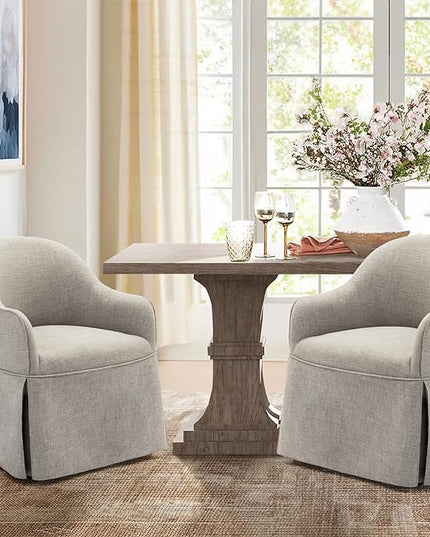 COLAMY Modern Accent Dining Chairs Set of 2, Barrel Accent Armchairs, 20 Inch Dining Accent Chairs with Cover, Fabric Dining Chair for Kitchen,Dining Room,Living Room,Dinner Party, Light Grey - LeafyLoom
