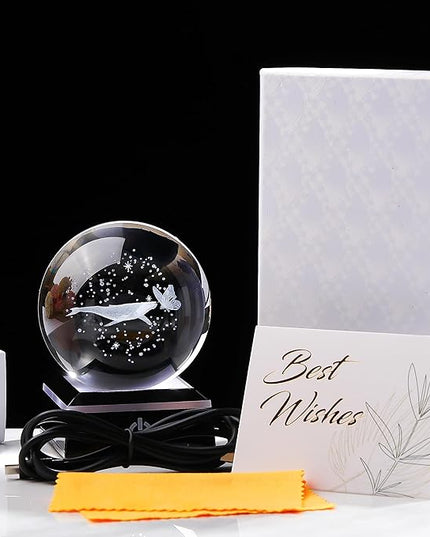 Qianwei 3D Crystals Whale Butterfly Decor Gifts for Women - Whale Butterfly Figurines Stuff Gifts for Whale Butterfly Lovers Statue Paperweight Birthday for Best Friend, Keepsake&Paperweight - LeafyLoom