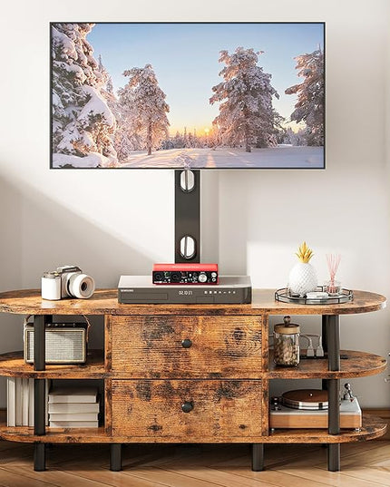 IRONCK TV Stand with Mount and Power Outlet 47", Swivel TV Stand Mount for 70+ inch TV, 3 Tiers TV Console with Drawers and Storage Shelves Entertainment Center - LeafyLoom